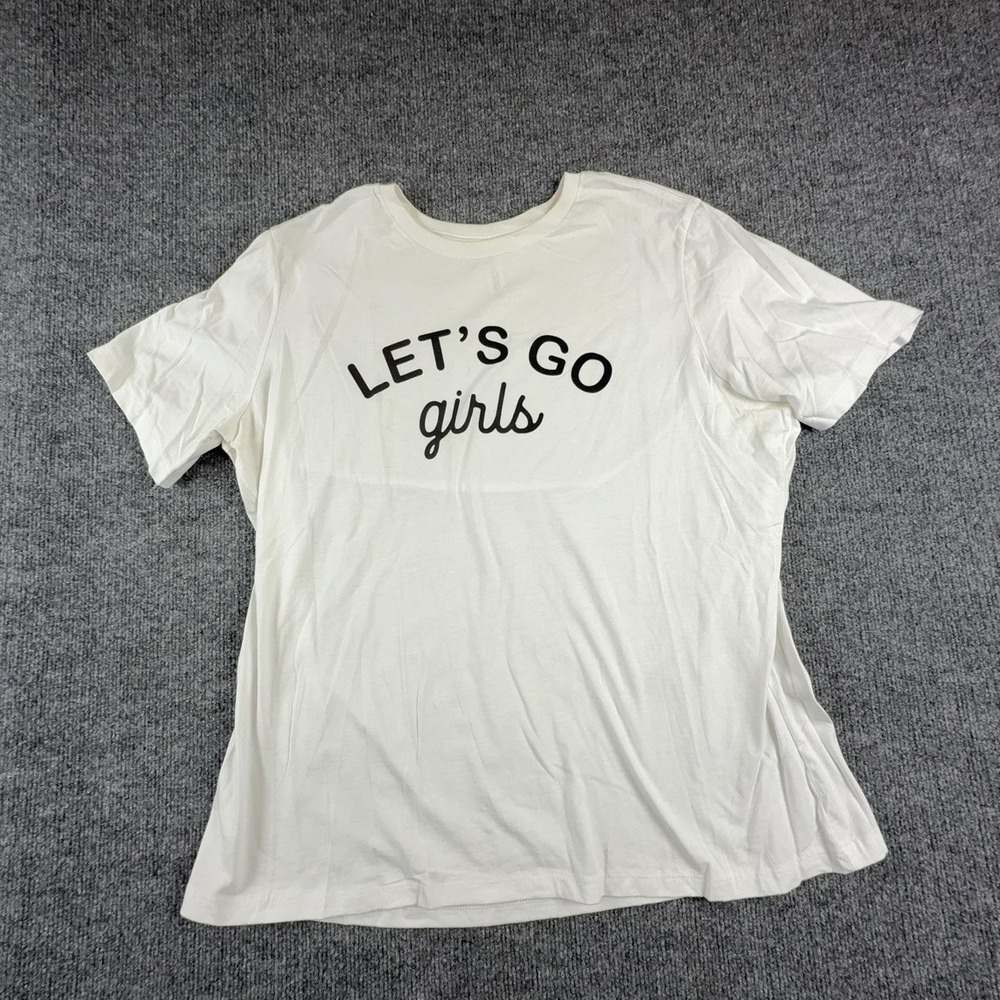 Bella + Canvas T-Shirt Womens XL White Let's Go Girls Graphic Jersey Top Tee